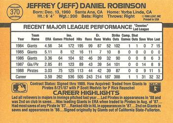 Jeff Robinson  baseball card collectible - Main Image 2