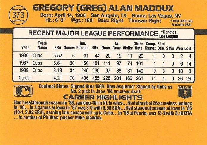 Greg Maddux  baseball card collectible - Main Image 2