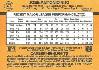 Jose Rijo  baseball card collectible - Main Image 2