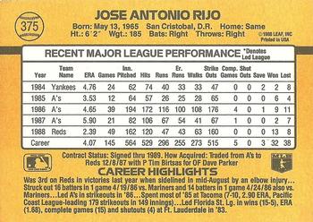 Jose Rijo  baseball card collectible - Main Image 2