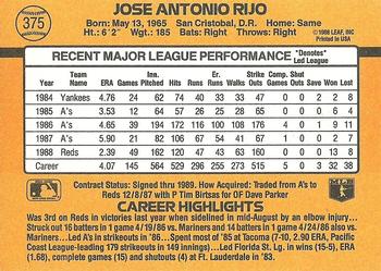 Jose Rijo  baseball card collectible - Main Image 2