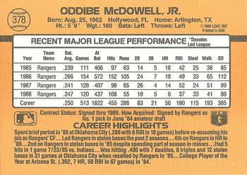 Oddibe McDowell  baseball card collectible - Main Image 2