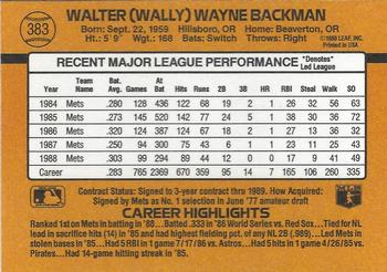Wally Backman  baseball card collectible - Main Image 2