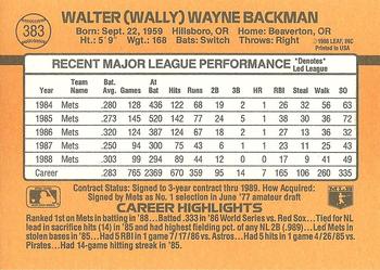 Wally Backman  baseball card collectible - Main Image 2