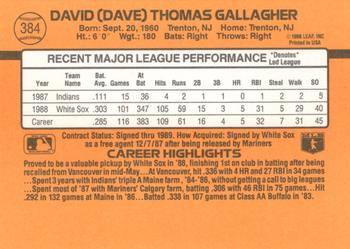 Dave Gallagher  baseball card collectible - Main Image 2