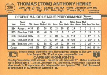Tom Henke  baseball card collectible - Main Image 2