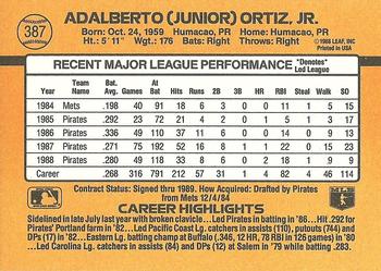 Junior Ortiz  baseball card collectible - Main Image 2