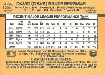 Dave Bergman  baseball card collectible - Main Image 2