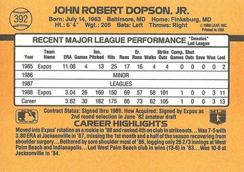 John Dopson  baseball card collectible - Main Image 2