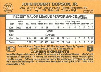John Dopson  baseball card collectible - Main Image 2