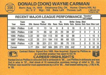 Don Carman  baseball card collectible - Main Image 2