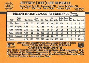 Jeff Russell  baseball card collectible - Main Image 2