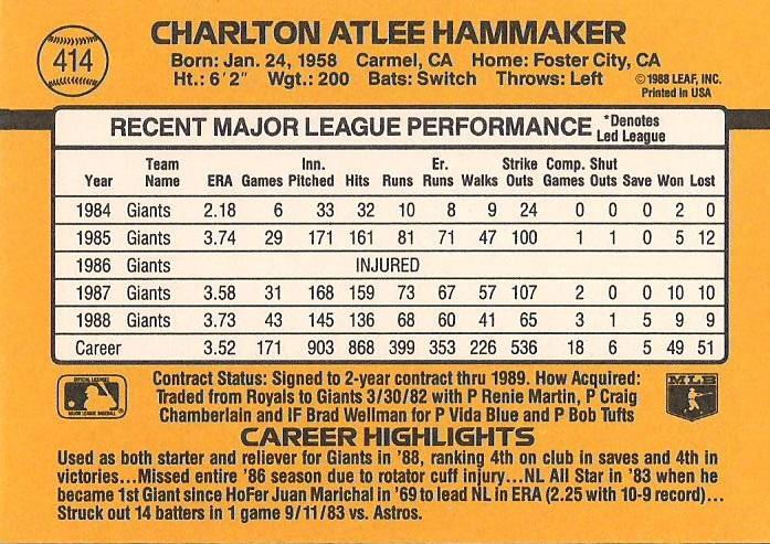 Atlee Hammaker  baseball card collectible - Main Image 2