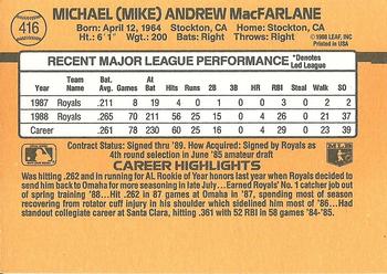 Mike Macfarlane  baseball card collectible - Main Image 2