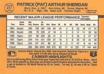 Pat Sheridan  baseball card collectible - Main Image 2