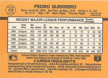 Pedro Guerrero  baseball card collectible - Main Image 2