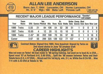 Allan Anderson  baseball card collectible - Main Image 2