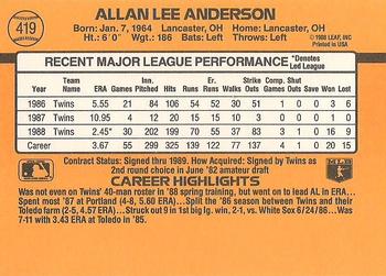 Allan Anderson  baseball card collectible - Main Image 2