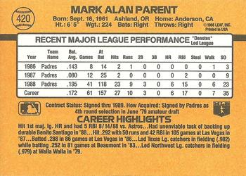 Mark Parent  baseball card collectible - Main Image 2