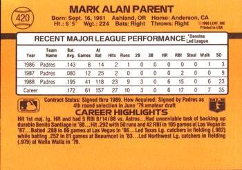 Mark Parent  baseball card collectible - Main Image 2