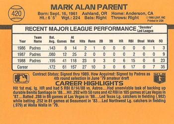 Mark Parent  baseball card collectible - Main Image 2