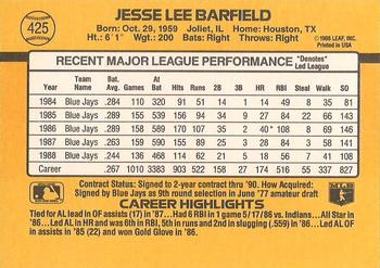Jesse Barfield  baseball card collectible - Main Image 2