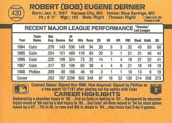 Bob Dernier  baseball card collectible - Main Image 2