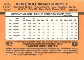 Rick Dempsey  baseball card collectible - Main Image 2