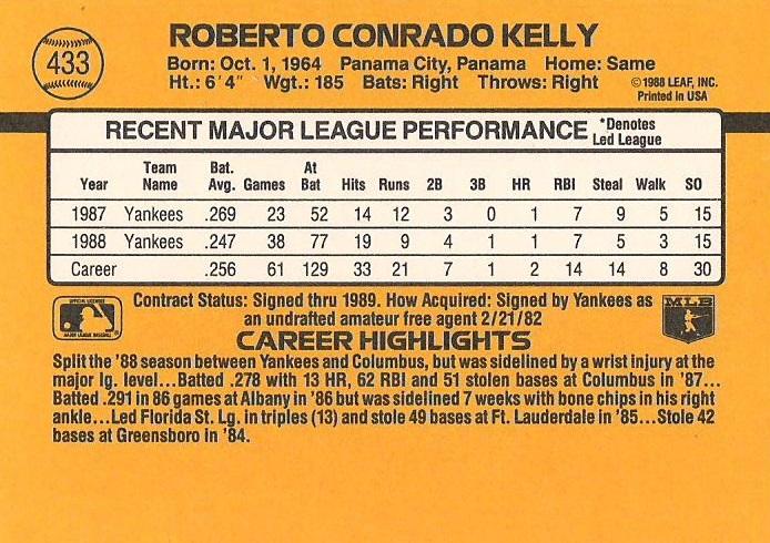 Roberto Kelly  baseball card collectible - Main Image 2