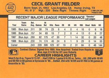 Cecil Fielder  baseball card collectible - Main Image 2