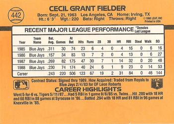 Cecil Fielder  baseball card collectible - Main Image 2