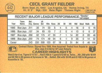 Cecil Fielder  baseball card collectible - Main Image 2