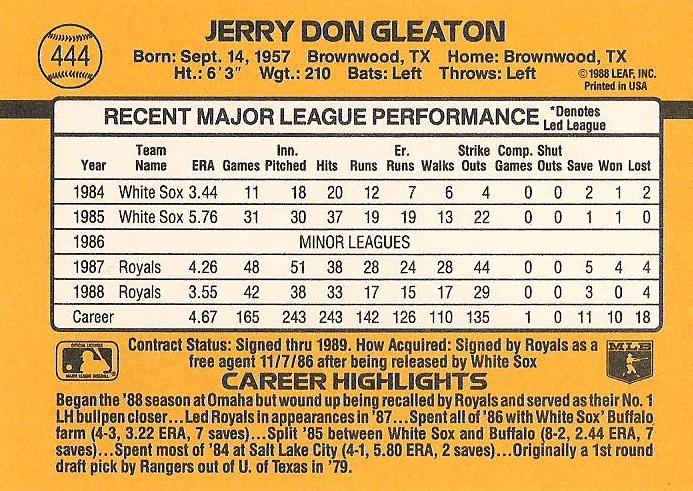 Jerry Don Gleaton  baseball card collectible - Main Image 2