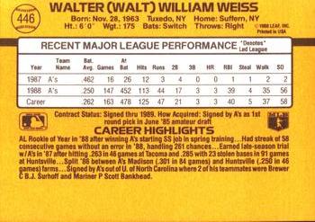 Walt Weiss  baseball card collectible - Main Image 2