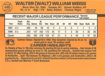 Walt Weiss  baseball card collectible - Main Image 2