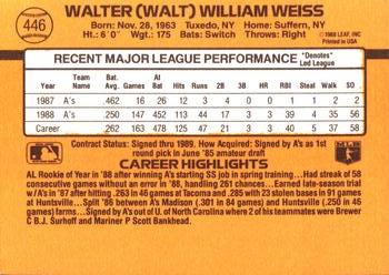 Walt Weiss  baseball card collectible - Main Image 2