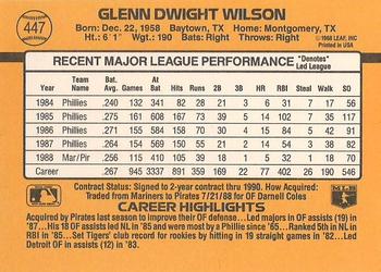 Glenn Wilson  baseball card collectible - Main Image 2