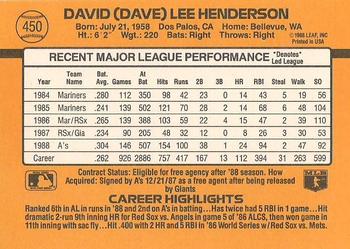 Dave Henderson  baseball card collectible - Main Image 2