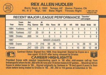 Rex Hudler  baseball card collectible - Main Image 2