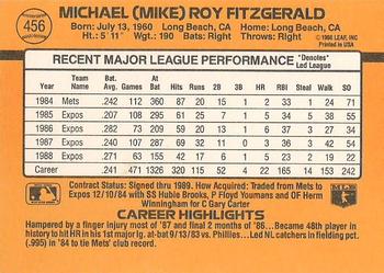 Mike Fitzgerald  baseball card collectible - Main Image 2