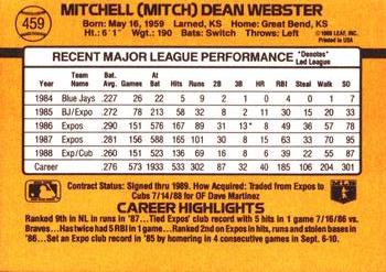 Mitch Webster  baseball card collectible - Main Image 2