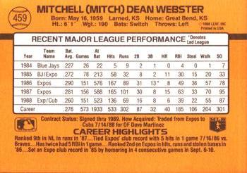 Mitch Webster  baseball card collectible - Main Image 2