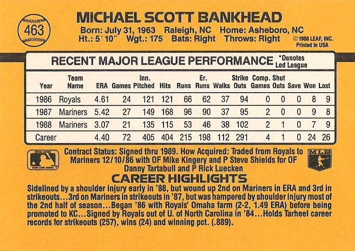 Scott Bankhead  baseball card collectible - Main Image 2