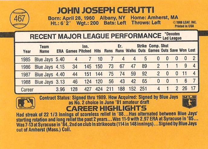 John Cerutti  baseball card collectible - Main Image 2