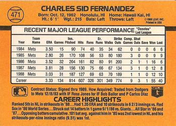 Sid Fernandez  baseball card collectible - Main Image 2