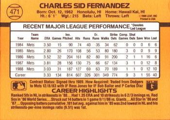 Sid Fernandez  baseball card collectible - Main Image 2