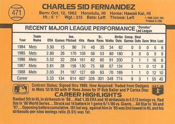 Sid Fernandez  baseball card collectible - Main Image 2