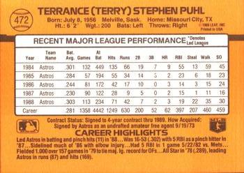 Terry Puhl  baseball card collectible - Main Image 2