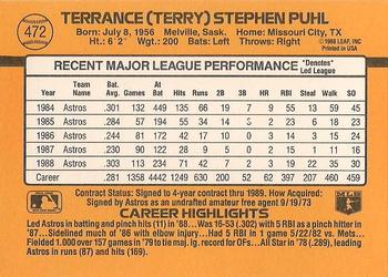 Terry Puhl  baseball card collectible - Main Image 2