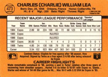 Charlie Lea  baseball card collectible - Main Image 2